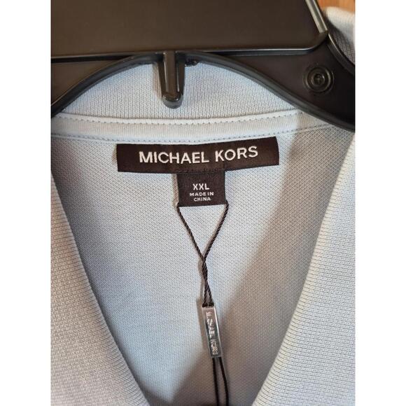 MICHAEL KORS Zip Pastel Blue Polo Shirt NEW 2XL XXL MSRP $118 - Pin hole on back - Picture 5 of 8